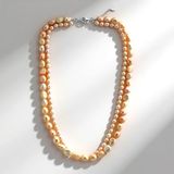 Cavill - 925 Sterling Zilveren Halsketting - dubbele Oranje Zoetwater kweekparels fancy slijpsel - 45 cm - gerhodineerd en elegant