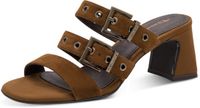 Tamaris - Dames - Muiltjes - Bruin - Leer - Blokhak - 5-7 cm