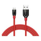Anker Powerline+ USB A - Micro USB B, 1.8m, Zwart, Rood