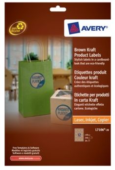 Avery Brown Kraft Product Labels - L7106-20 - Printeretiketten - bruin