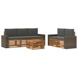 vidaXL - Buiten - bank - set - 6 - st - Natuurlijk - en - Antraciet
