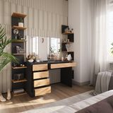 Vicco Sherry Kaptafel – 120 x 75 cm met spiegel Antraciet/gouden eik