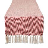 DII Geweven Basic Tafelblad Collectie Chevron Tafelloper, 15x108, Tango Rood