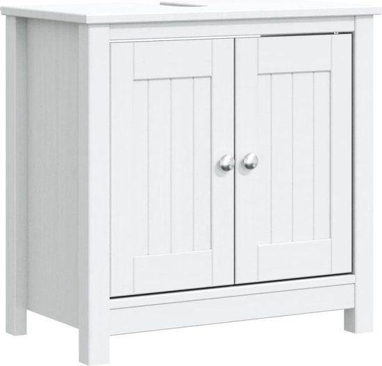 vidaXL Wastafelkast BERG 60x34x59 cm massief grenenhout wit