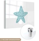 MuchoWow® Glass Painting 80x60 cm - Acrylic Glass Painting - Star - Dots - Pastel - Kids - Photo on Glass - Paintings