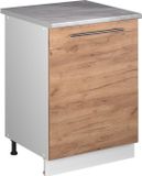 Vicco Keukenonderkast Fame-Line, Goudkleurig Eiken/Wit, 60 cm 1 deur met werkblad
