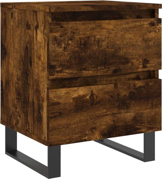 vidaXL Nachtkastje 40x35x50 cm Bewerkt Hout Gerookt Eikenkleurig