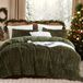 Lanqinglv Pluche beddengoed, 135 x 200 cm, groen, donkergroen, wollig, langhaar, kunstbont, winterbeddengoed, warm, behaaglijk, flanel, fleece, voelt aan als kasjmier, dekbedovertrek met ritssluiting
