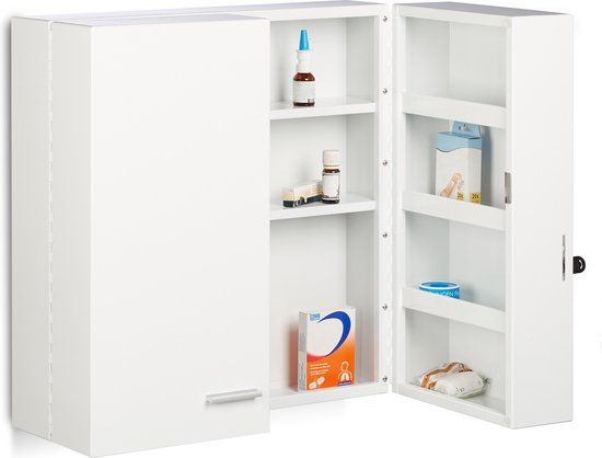 Medicijnkast XXL - 11 vakken - Afsluitbaar - 53x53x20 cm - Wit