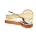 Crossrock Relief Series Banjo-koffer voor 5-snarige resonator | Gesneden rode houten afwerking, ivoor pluche interieur, slot - premium houten hardshell -redwood (CRW630BJRO)