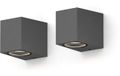 Calex Sanremo Wandlamp Downlight - GU10 - IP54 Water- en Stofbestendig - Geschikt voor Binnen en Buiten - Eenvoudige installatie - Rechthoek - Antraciet – 2-Pack