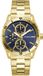 Guess Velocity GW1061G2 Herenhorloge, analoog kwartshorloge, roestvrij staal, 43 mm, gouden roestvrijstalen armband, 5 bar, blauwe wijzerplaat, kleurweergave met datumweergave