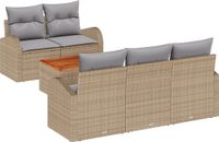 vidaXL Tuinbank - Set - 4 zitplekken - Beige en Lichtgrijs - Polyrattan