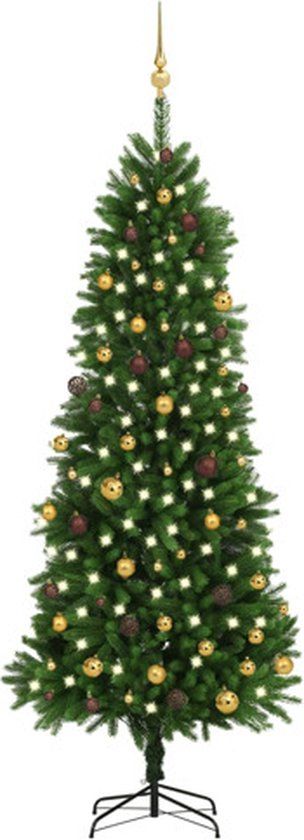 vidaXL Kunstkerstboom met verlichting en kerstballen 240 cm groen