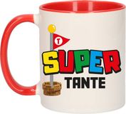 Bellatio Decorations Cadeau koffie/thee mok voor tante - rood - super Tante - 300 ml