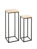 HAKU Bloemenzuil set van 2 eiken, zwart, MDF, metaal