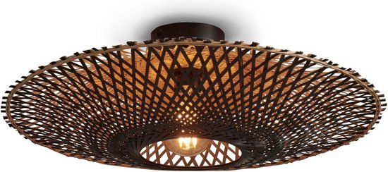 GOOD&MOJO Plafonniere Kalimantan - Bamboe Zwart - Ø60cm - Modern