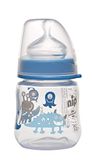 NIP Fles met brede hals met anti-koliek zuiger: babydrinkfles met Actiflex systeem, Made in Germany, BPA-vrij, siliconen, eenheidsmaat, zuiggat M-medium drinkstroom, 150 ml, jongen