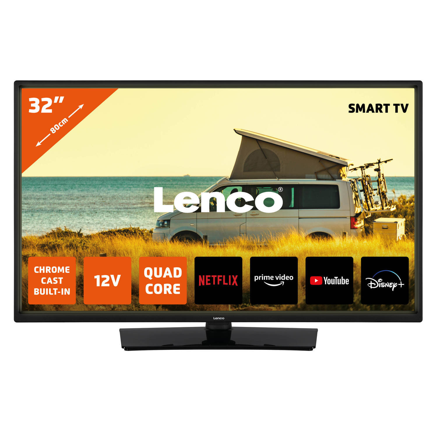 Lenco LED-3263BK - 32" Android Smart TV met 12V Auto Adapter - Zwart