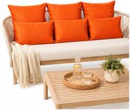 Anna's Collection Bank/tuin kussens set - oranje - 6 stuks