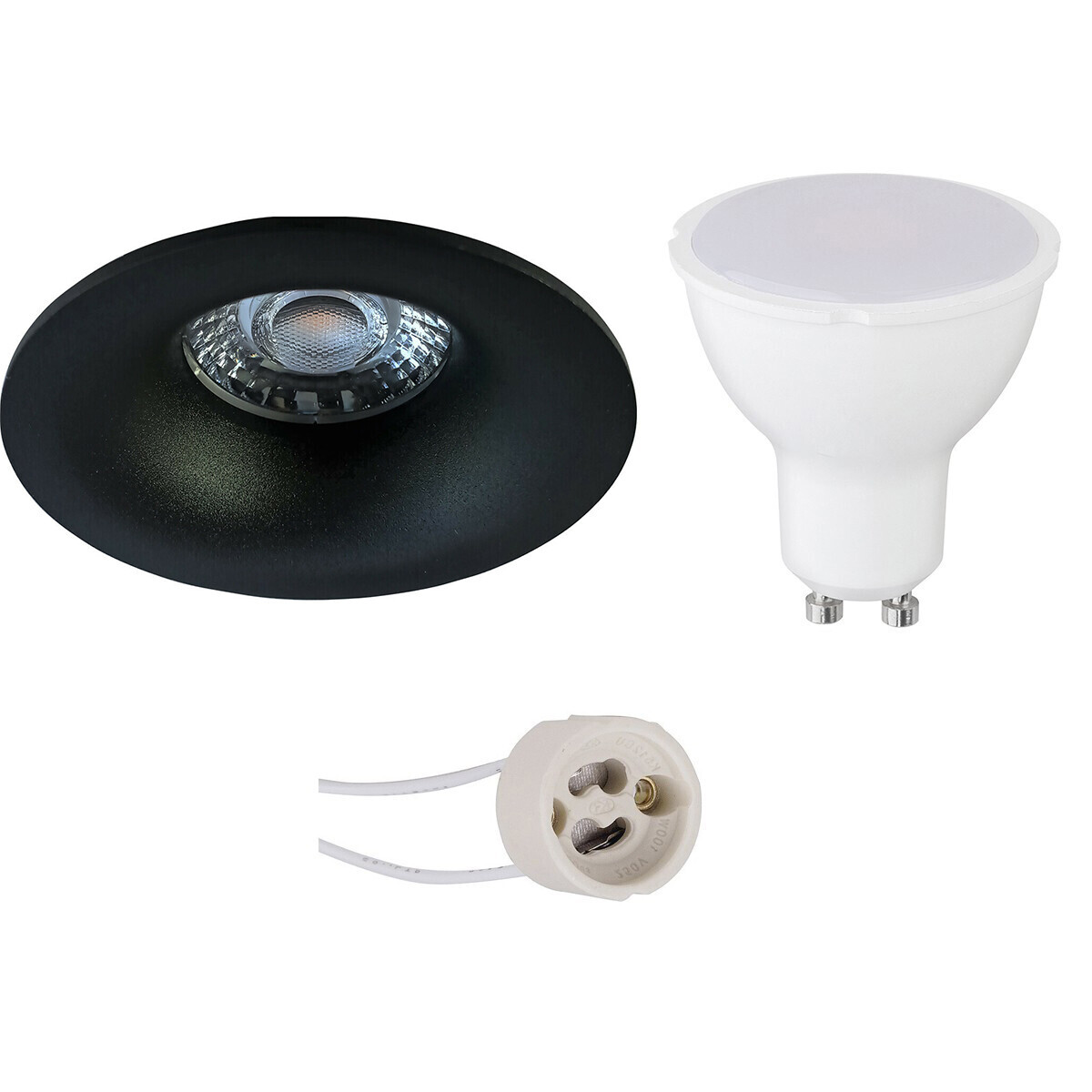 BES LED LED Spot Set - Pragmi Nora Pro - GU10 Fitting - Inbouw Rond - Mat Zwart - 8W - Warm Wit 3000K - Ã˜82mm