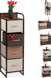Merkloos Relaxdays Ladekast - 4 lades - stalen frame - 99,5 x 31 x 31,5 cm - slaapkamer - bruin