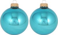 Krebs Kerstballen - 24 stuks - Turquoise Blauw - 7 cm - Glas