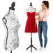 Paspop Paris Paspop Damesbuste Kleermakerspoppen Kleding Tailleur Torso In Hoogte Verstelbaar Met Statief Houtstructuur 42 x 170 cm