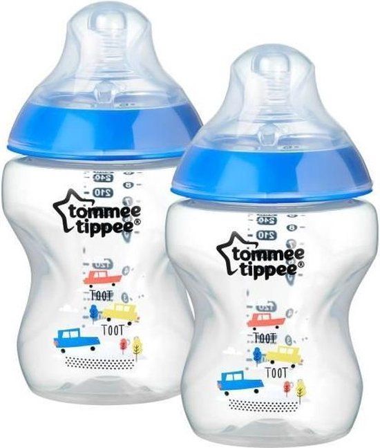 Tommee Tippee Closer to Nature Gedecoreerde zuigfles 260ml - Blauw - 2 stuks