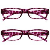 Leesbril Roze Schildpad Lichtgewicht Comfortabel Lezers Waarde 2 Stuks Ontwerper Stijl Mannen Vrouwen UVR2PK032PK +2,50