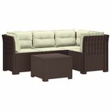 vidaXL - 4-Zitter - Tuin - Sofa - met - Kussens - Rattan - Look - PP - Bruin