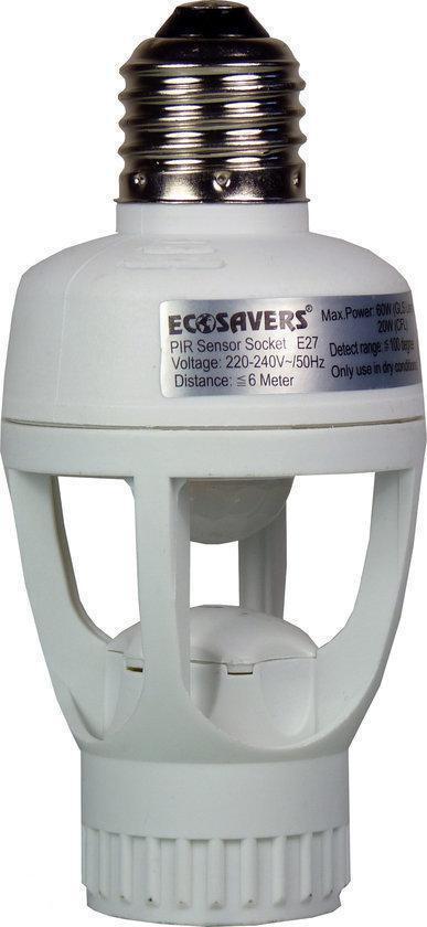 Ecosavers PIR Sensor Lampvoet E27 Bewegingsensor - E27 Lampvoet met bewegings sensor