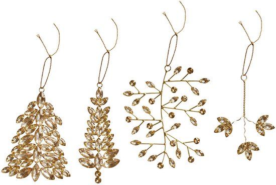 LOBERON Kerstversiering set van 4 Zaniva goud/helder