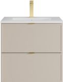 Vente-unique Zwevend badkamermeubel met inbouwwastafel en kraan - Beige - 60 cm - ONDIL