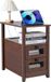 VEVOR table d'appoint, table de chevet, table de chevet avec ports USB et prises, table d'appoint à 4 niveaux avec armoire de rangement et 2 tiroirs, pour salon, chambre à coucher, bureau, marron