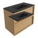 Saniclass Holz Frame Badkamermeubelset - 80x45x62cm - Vygo keramische wastafel zwart - 1 wasbak - 1 kraangat - 2 lades - mat eiken natural (hout) SW1578576/SW761655