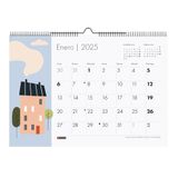 Miquelrius Wandkalender 2025 A3-kalender 420 x 296 mm met notitieveld dubbele spiraalbinding jaarkalender om op te hangen Spaans designhuizen