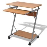 Merkloos Compacte Computertafel met Uittrekbare Toetsenbordplank en Mobiele Onderplank