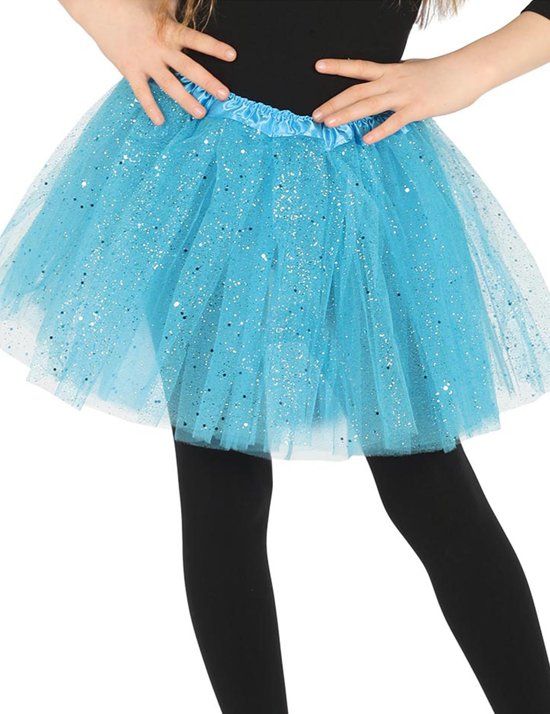 Generik Blauwe tutu met glitters voor meisjes - Verkleedattribuut