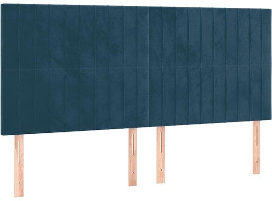 vidaXL Hoofdbord Donkerblauw Fluweel 180x5x118/128 cm