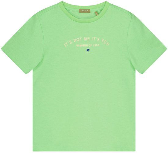 Like Flo Zomer T-shirt Meisjes 128 Mint Katoen Ronde Hals Lange Mouw