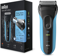 Braun Series 3 ProSkin 3010s Elektrisch Scheerapparaat, Zwart/Blauw - Oplaadbaar Scheerapparaat