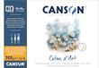 Canson Coton D'Art Aquarelpapier, fijnkorrelig, 300 g/m², 4-zijdig gelijmd, 18 x 26 cm, natuurwit, 20 vellen