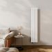 EMKE Design radiator, smal, hoog, 1600 x 304 mm, verticale platte radiator met middenaansluiting, eenlaags paneelradiator, wandradiator voor badkamer, slaapkamer en woonkamer, wit, 501 W