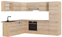 Vicco Hoekkeuken R-Line, Sonoma/Goudkleurig Eiken, 287 x 227 cm zonder werkblad