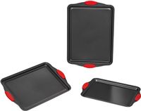 VEVOR Poêle à frire Set de poêles 3 pièces Acier au carbone avec poignées en silicone