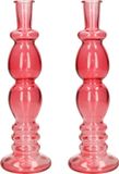 Merkloos Ideas 4 Seasons Bloemenvaas Florence - 2x - koraal rood glas - helder - D9 x H28 cm