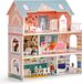 Maison de poupée pliable sans marque - Mini maison de poupée en bois portable avec 28 accessoires - Bleu