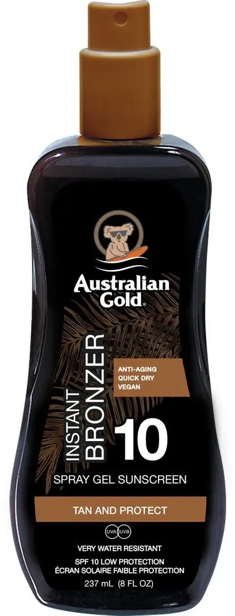 Australian Gold Spray Gel met Bronzer SPF10 (237 ml)