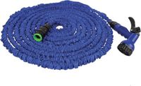 Tuyau d'eau extensible sans marque - Tuyau de caravane - Arrosage de jardin - 7 positions de pulvérisation - 5-15 mètres - Bleu/Noir